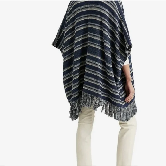 Ralph Lauren LRL Black Label Blue Striped Cotton Fringed Cardigan Size S/M. - Picture 6 of 15
